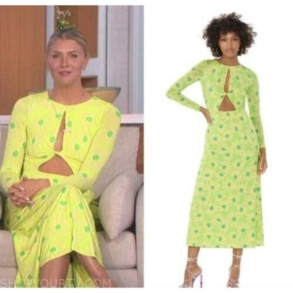 AFRM  Jodi Midi Daisy Floral Dress Neon Green - Picture 3 of 7